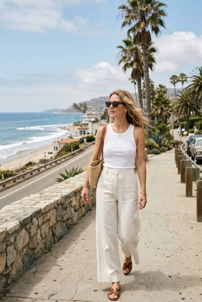 6. Malibu Outfit Tank Top and Wide Pants Combo