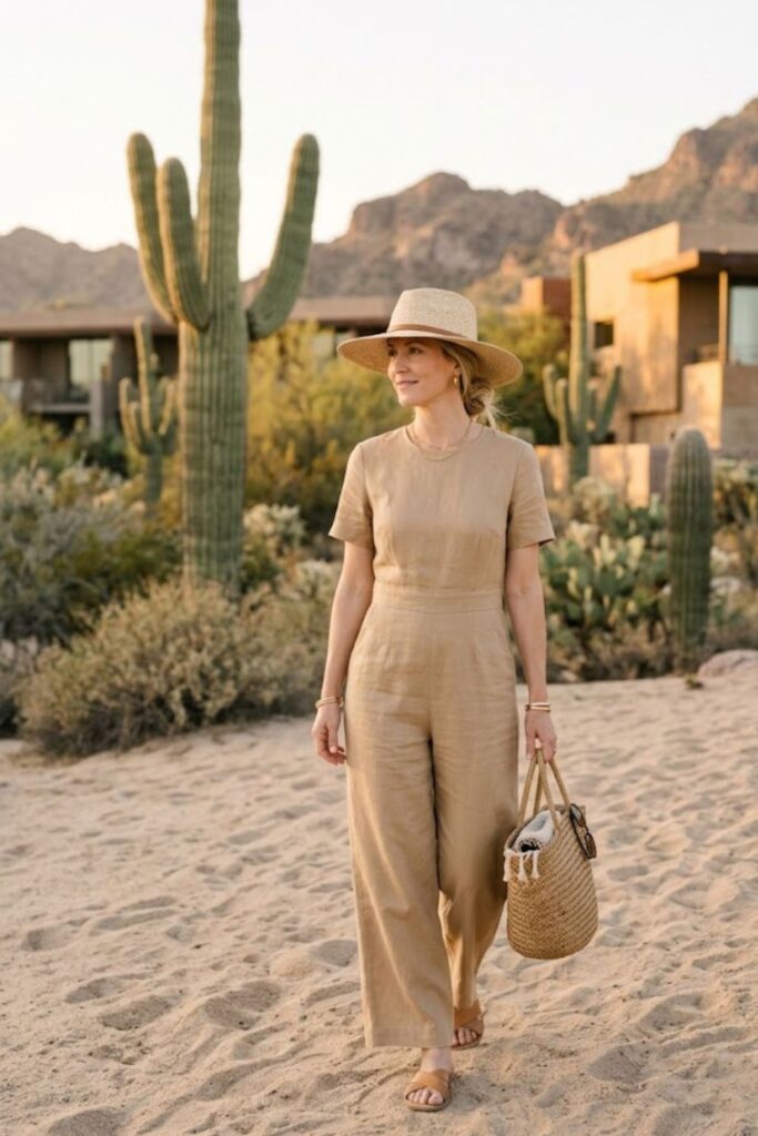 7. Lightweight jumpsuit with woven accessories