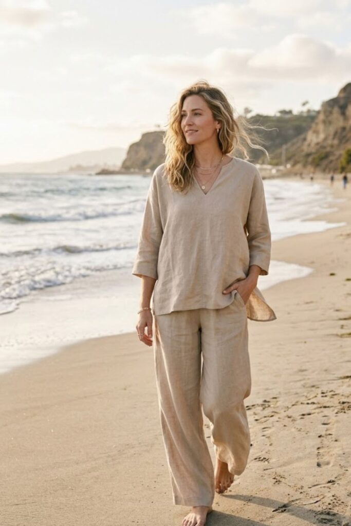 8. Malibu Aesthetic Outfit Relaxed Matching Set Style
