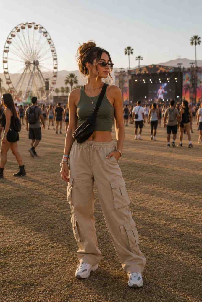 8. Tank Top With Cargo Pants