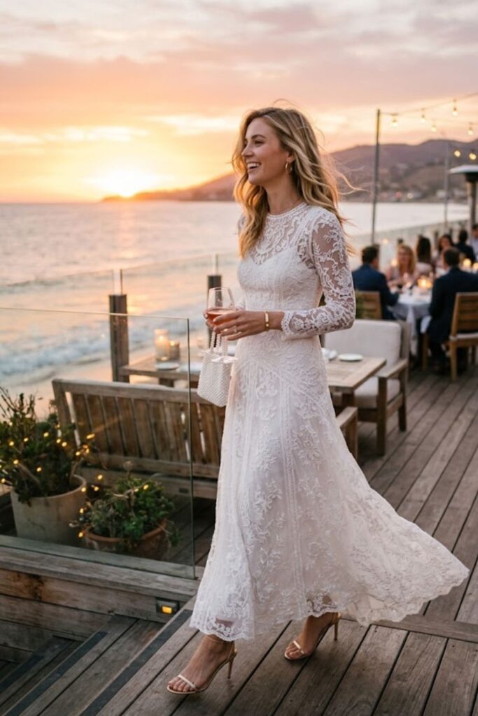 9. Lace dress with soft heels