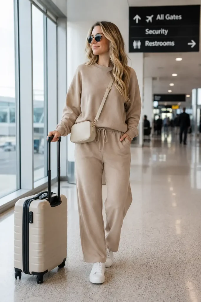 1. Matching Lounge Set and White Sneakers