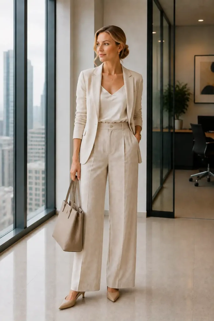 11. Linen-Blend Pants and Silk Camisole