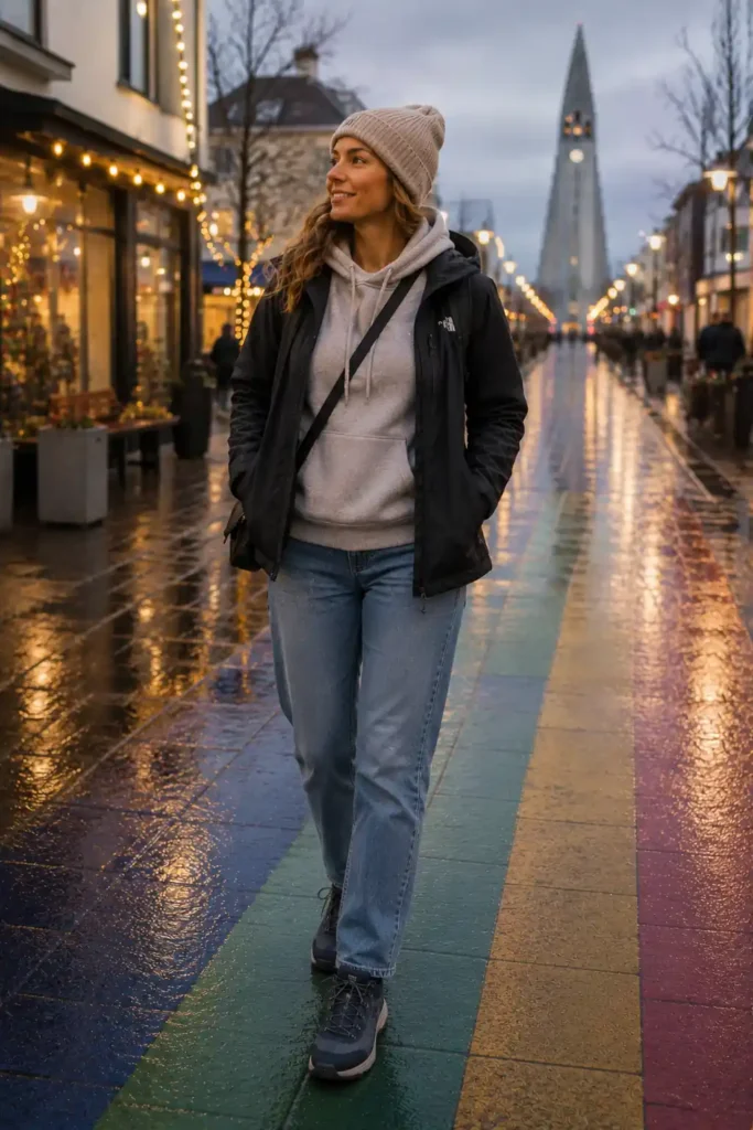 12. Hoodie and Straight-Leg Jeans