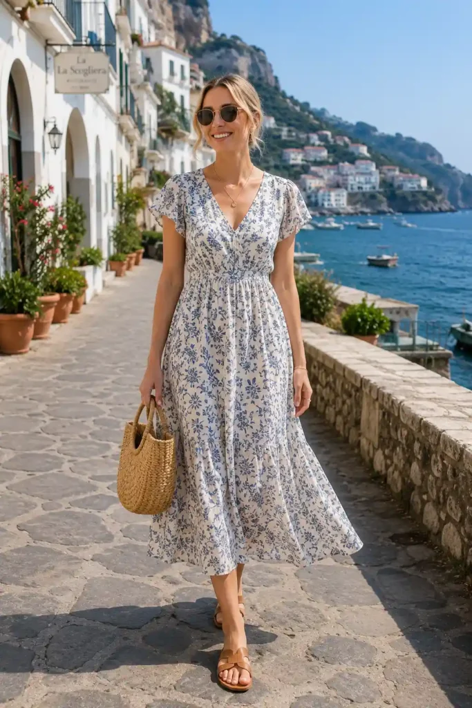 3. Midi Dress and Sandals