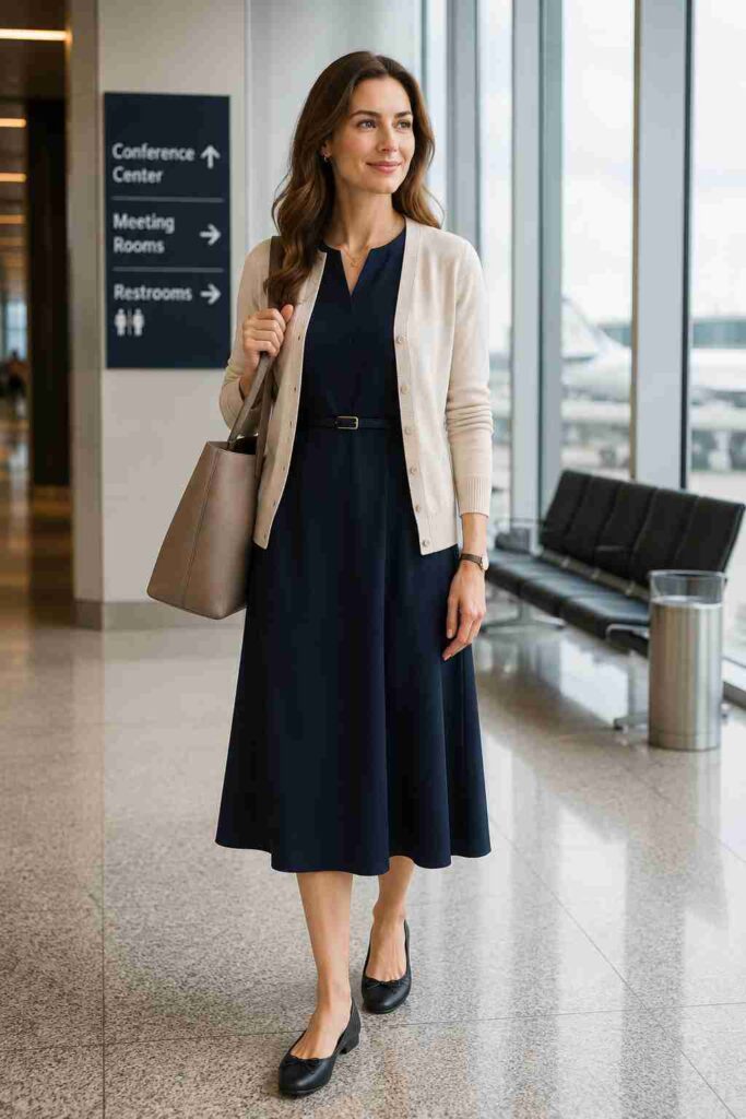 5. Midi Dress and Cardigan