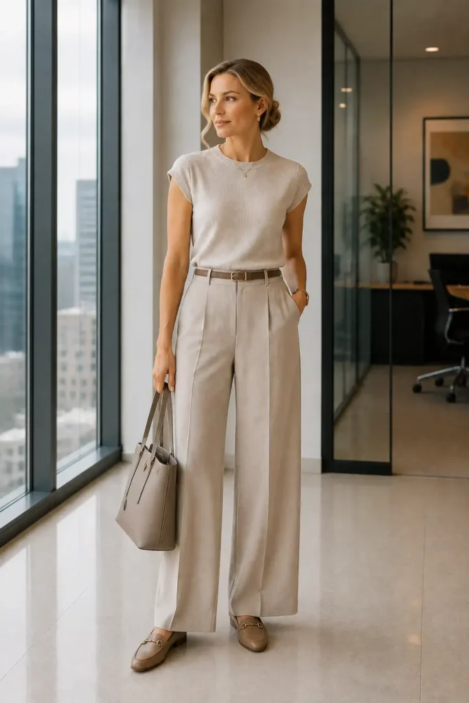 6. Knit Top and Wide-Leg Pants