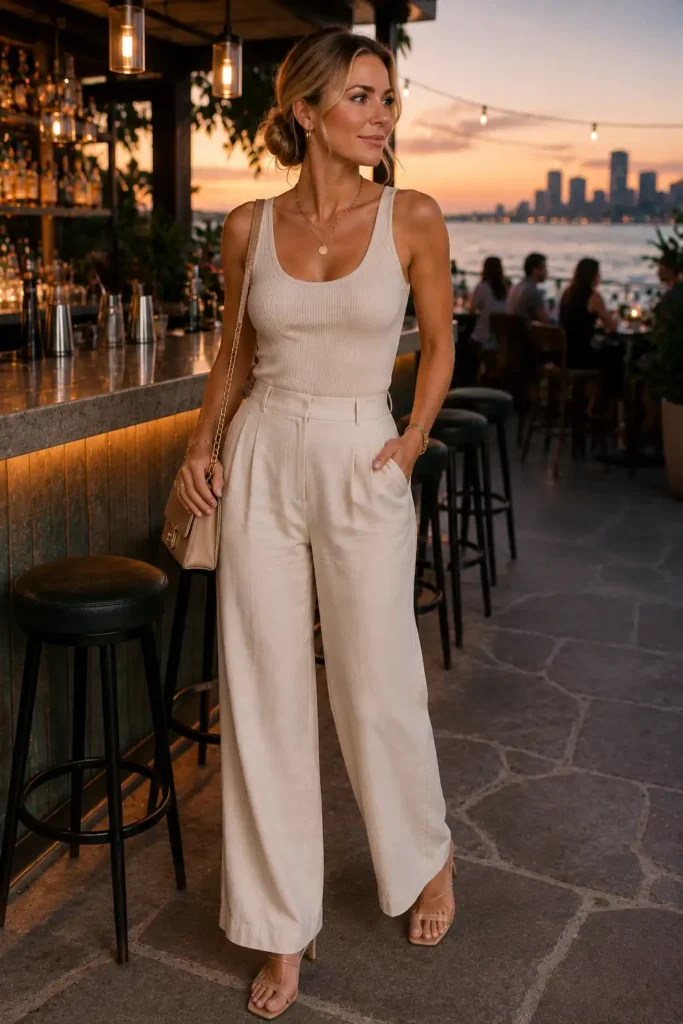 6. Ribbed Tank and Linen Trousers