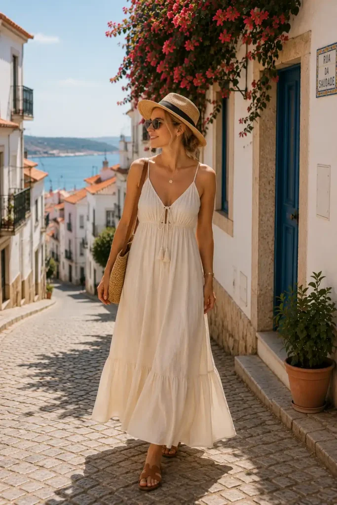 7. Maxi Dress and Straw Hat