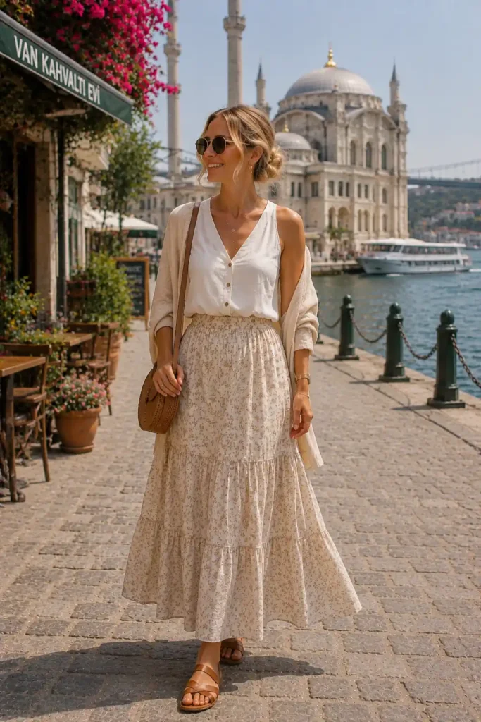 7. Sleeveless Blouse and Maxi Skirt