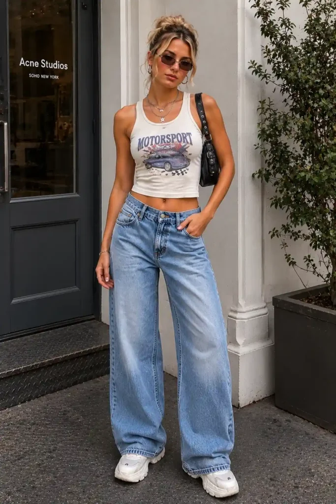 8. Graphic Tank and Wide-Leg Jeans
