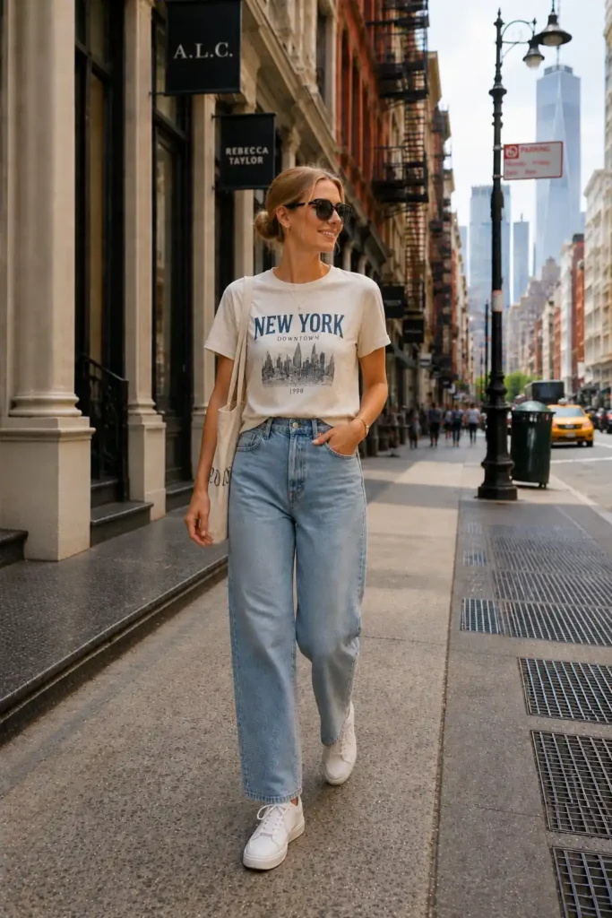8. Graphic Tee With Relaxed Jeans