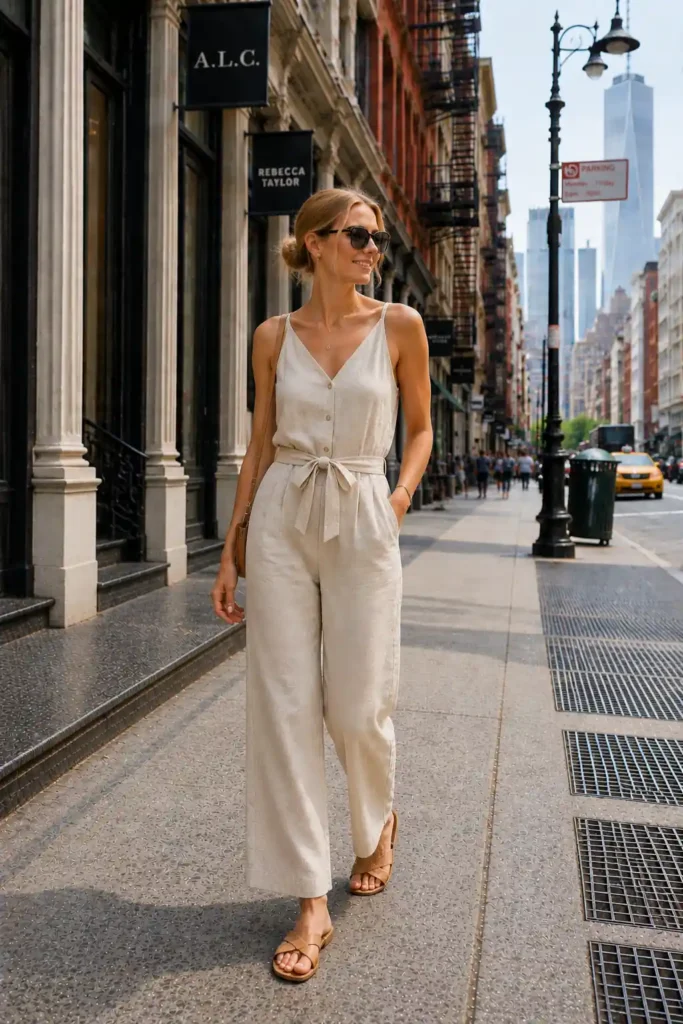9. Lightweight Jumpsuit With Sandals