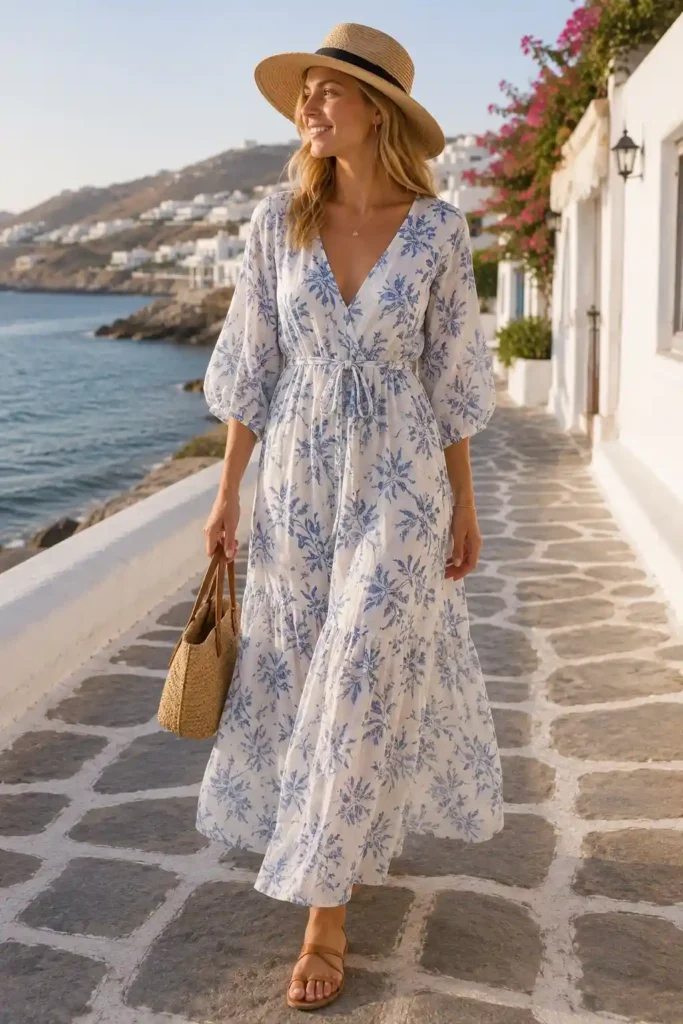 9. Maxi Dress and Straw Hat