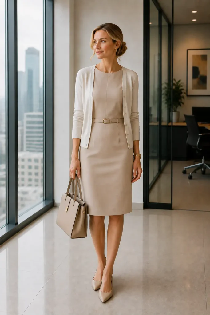 9. Sheath Dress and Lightweight Cardigan